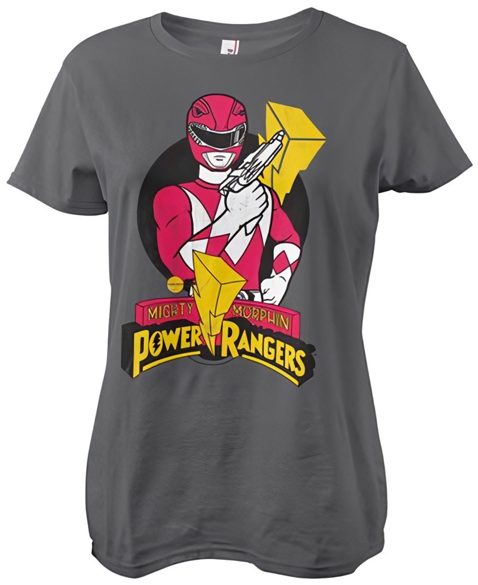 Power Rangers Dames-T-shirt met Red Ranger-pose in meisjesachtige stijl