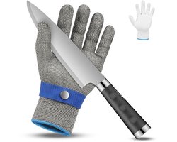 Snijbestendige handschoenen niveau 9 - Snijbestendige slagershandschoenen - Roestvrijstalen snijbestendige handschoenen - Dagelijkse snijbescherming - Voor het snijden met netten, hakken, mandolines, oesteren en snijden (XS)