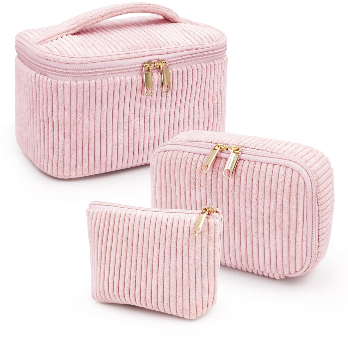 3-delige set Grote Draagbare Cosmeticatas Toilettas - Met bloemenpatroon - Voor dames en meisjes