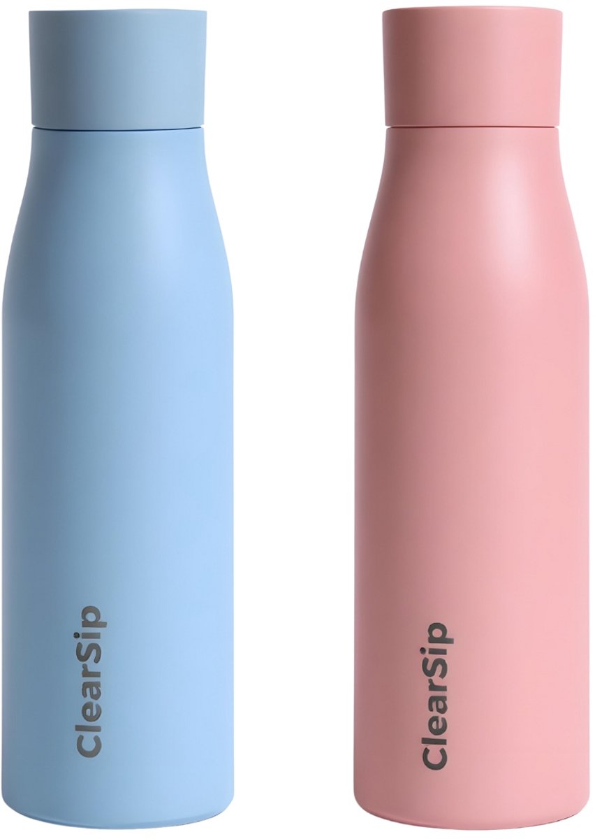 ClearSip Slimme Waterfles - UV-C Zelfreinigend - Drinkherinnering & Temperatuurweergave - Anti-slip - Thermosfles - 750 ML - Blauwe, Roze