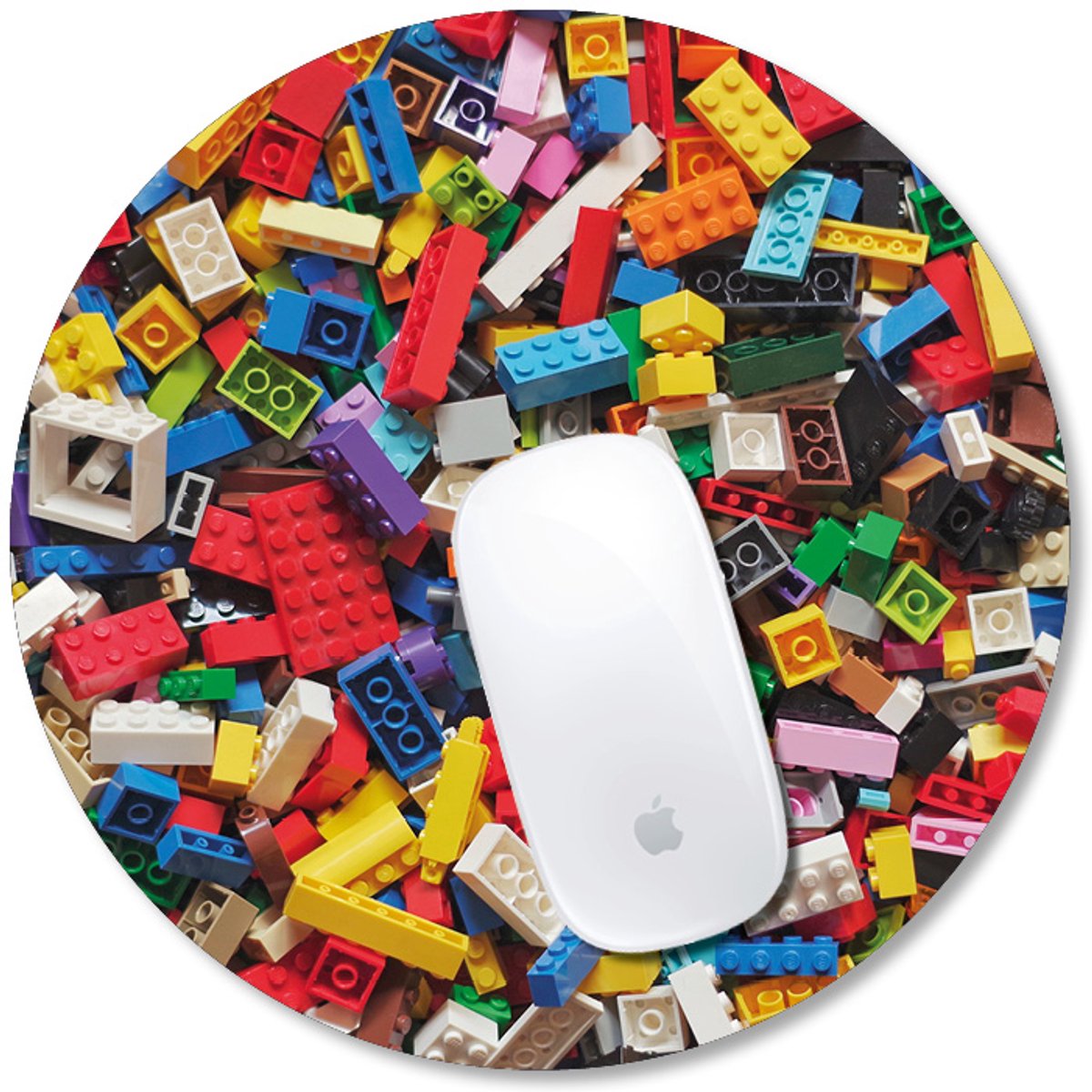 Muismat 24 cm - print - bricks - speelblokjes - kleuren - Dietrix - antislip - flexibel