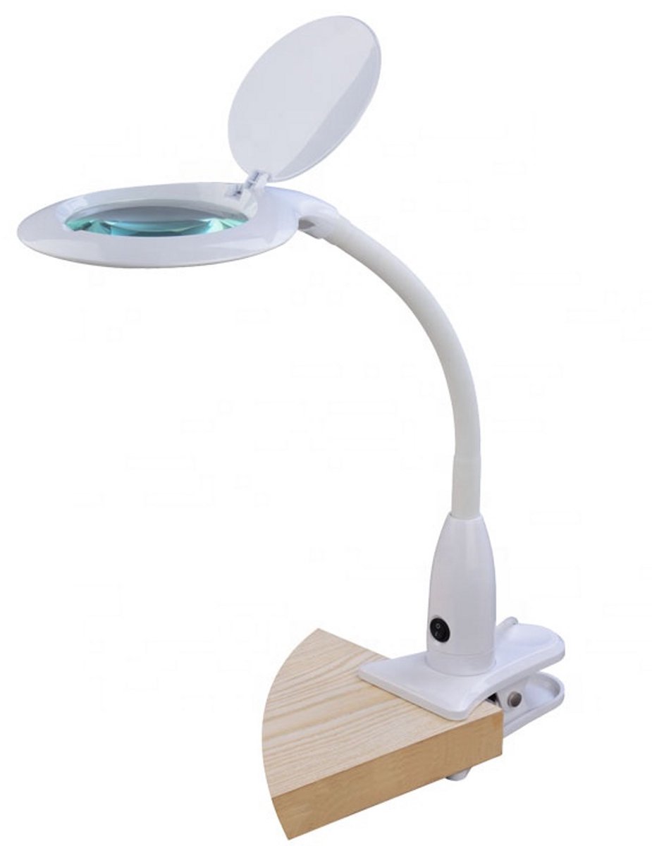 PodoStar Professionele LED LoepLamp met Tafelklem – 5 Dioptrie Vergroting – 30 LEDs – Verstelbare Arm – 6W – Wit