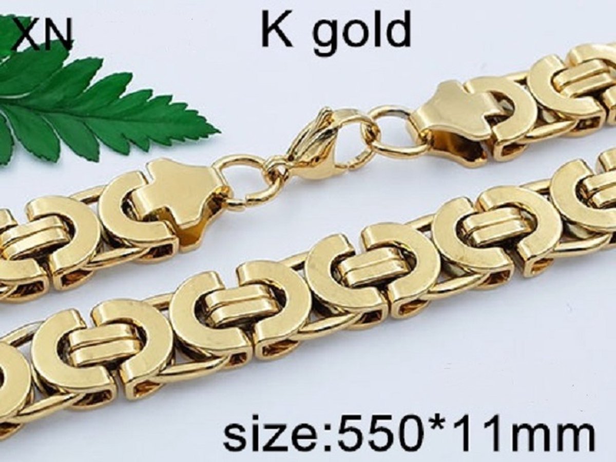 Pronkjuweel RVS Platte koningschakel ketting 3728