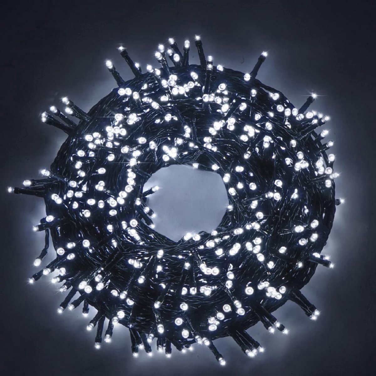 Thuys Kerstverlichting Slinger 50M – 1000 LED – Warm Wit IJslicht – 8 Lichtstanden – 31V Controller – Groen Snoer