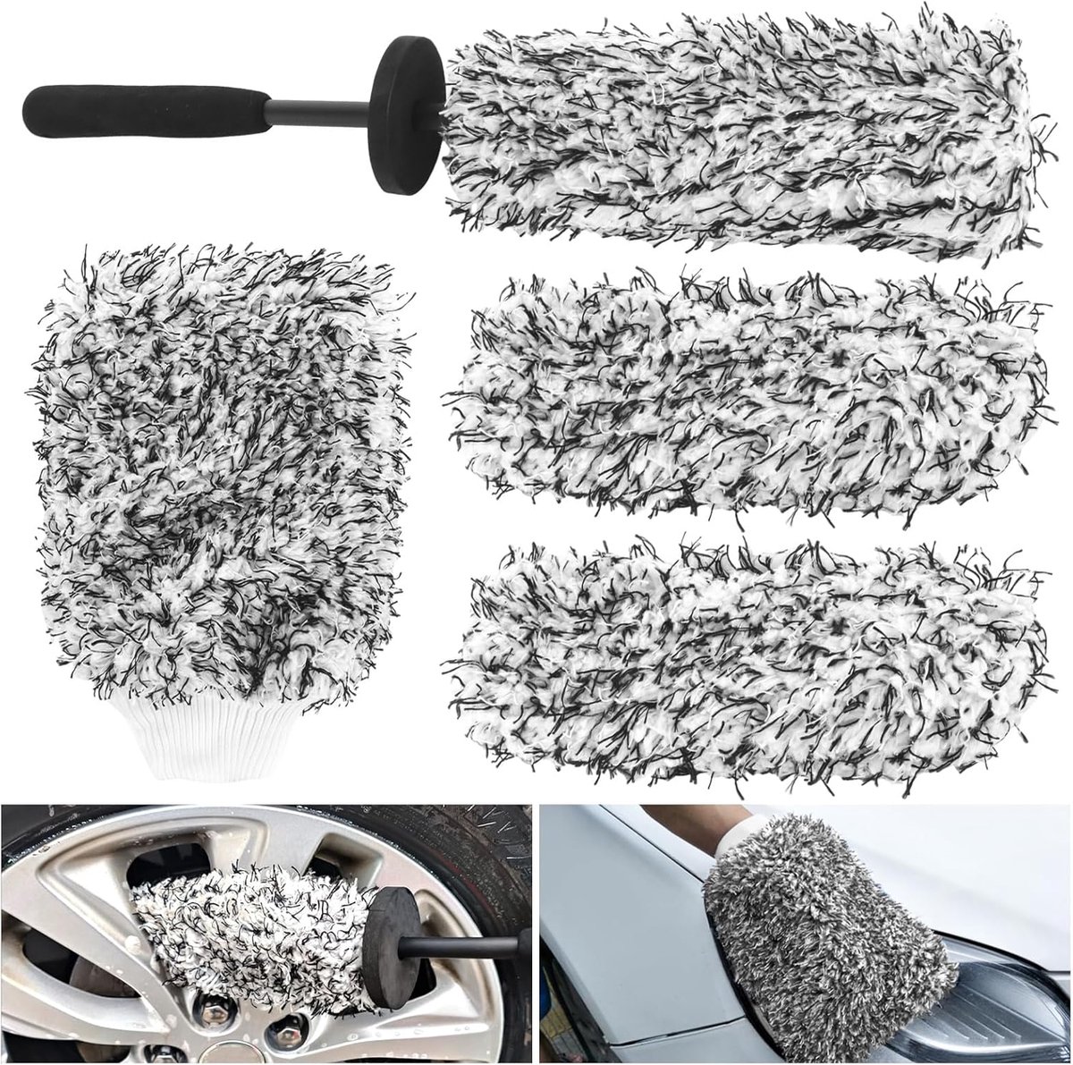 Microfibre rim brush - extra thin - gentle cleaning deep in the rim bed - aluminium rim cleaner