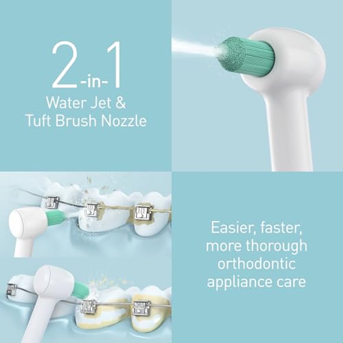 Orthodontische Beugel Spuitmondje, Water Flosser, Oplaadbare Mondirrigator (x2) thumbnail 2