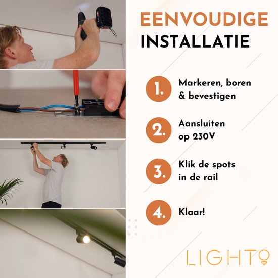 Led Railsysteem Lighto Railverlichting - LED railsysteem voor woonkamer - Zwart - 300cm ...