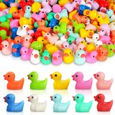 100 Stuks Mini Eendjes Decoratie - Realistische Eenden Figuurtjes - Duurzaam Hars - Feestdecoratie - Voor Miniaturen - Aquarium - Bruiloft - Verjaardag - Kerst
