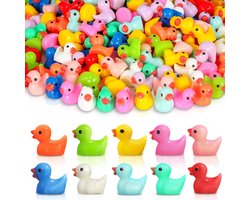 100 Stuks Mini Eendjes Decoratie - Realistische Eenden Figuurtjes - Duurzaam Hars - Feestdecoratie - Voor Miniaturen - Aquarium - Bruiloft - Verjaardag - Kerst