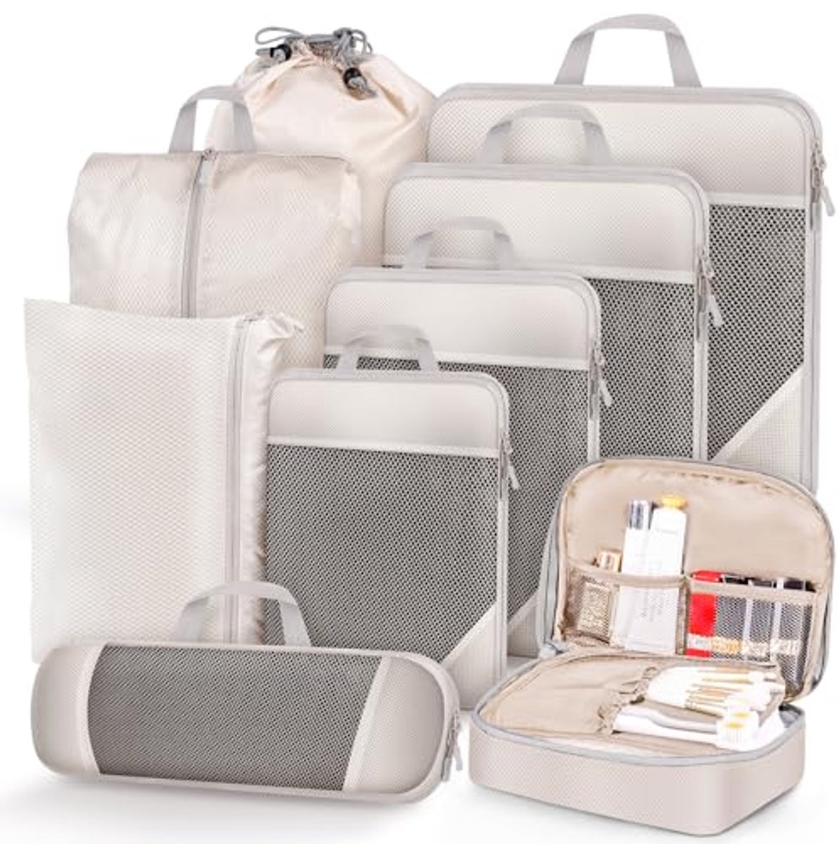 Koffer-organizerset 9-delig - Packing Cubes compressie voor rugzak en koffer, ideaal voor kleding, schoenen en ondergoed