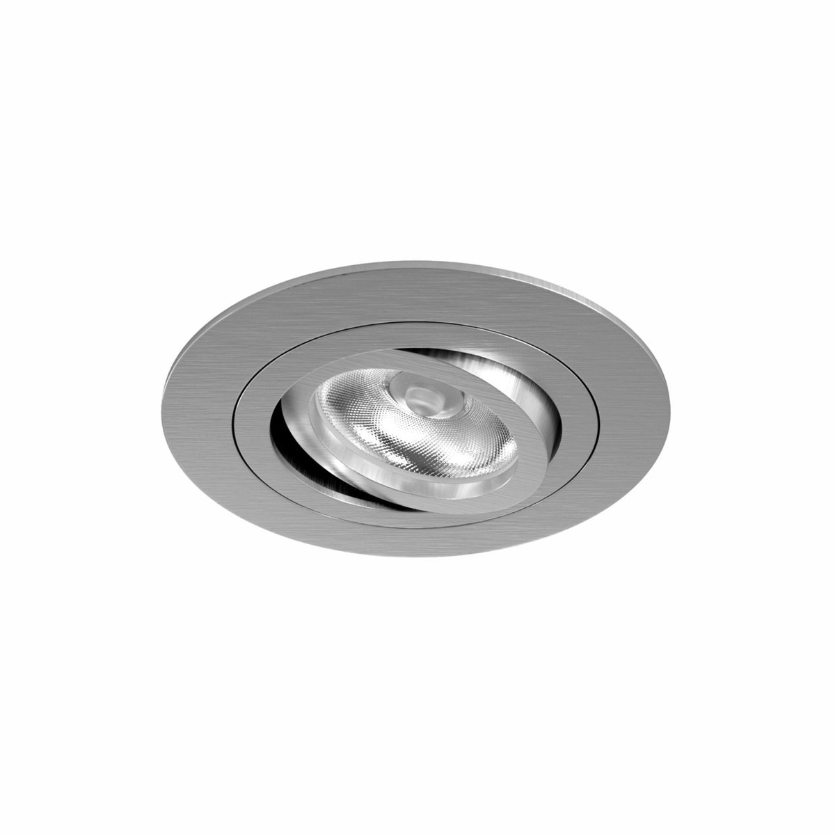 One 258226C Inbouwspots Geborsteld Aluminium - Rond 9cm - gatmaat Ø 7,5cm tot 8,5cm - GU10 LED - Dimbaar - Spotjes woonkamer, slaapkamer, keuken.