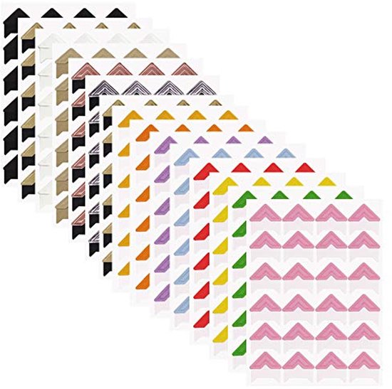 15 Vel Foto Hoekjes voor Scrapbooking - Zelfklevende Papieren Foto Stickers in 14 Kleuren