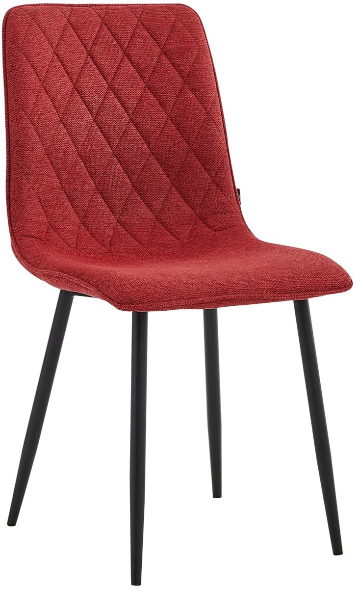 Colenis® - Elise Eetkamerstoel - Set Van 6 - Bordeaux - Linnen Stof- Industrieel