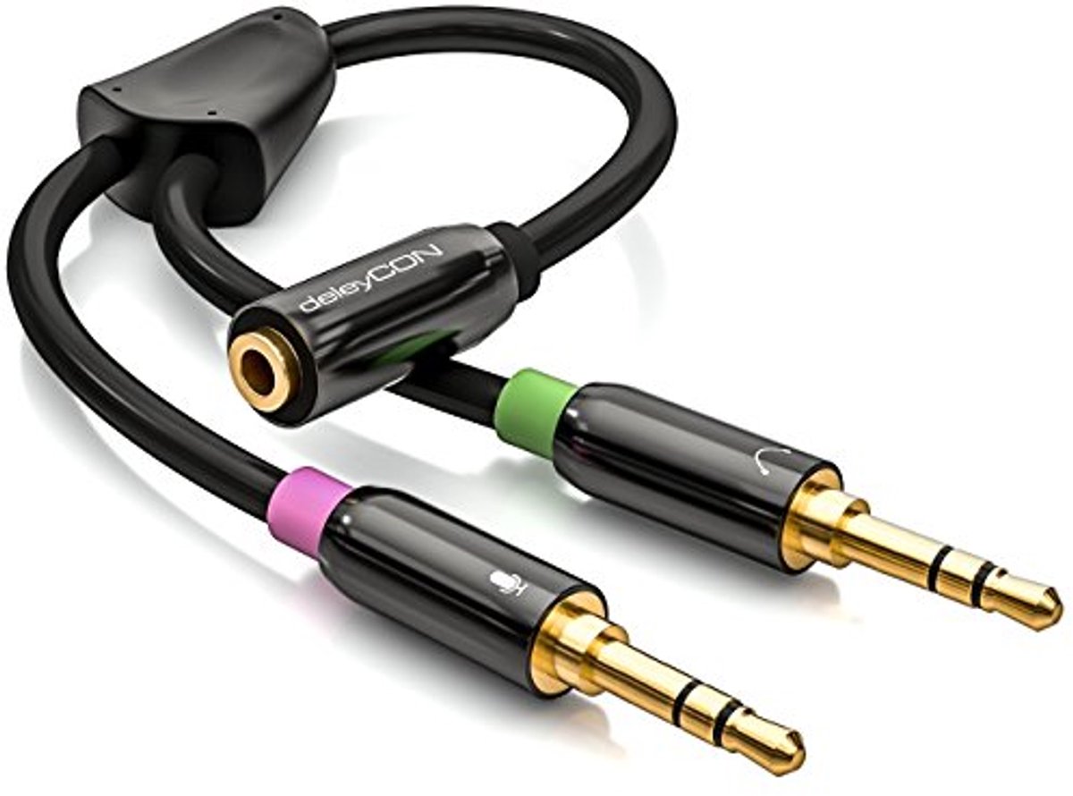 Y-Audio Adapterkabel 3,5 mm Jack voor Headset op PC en Laptop