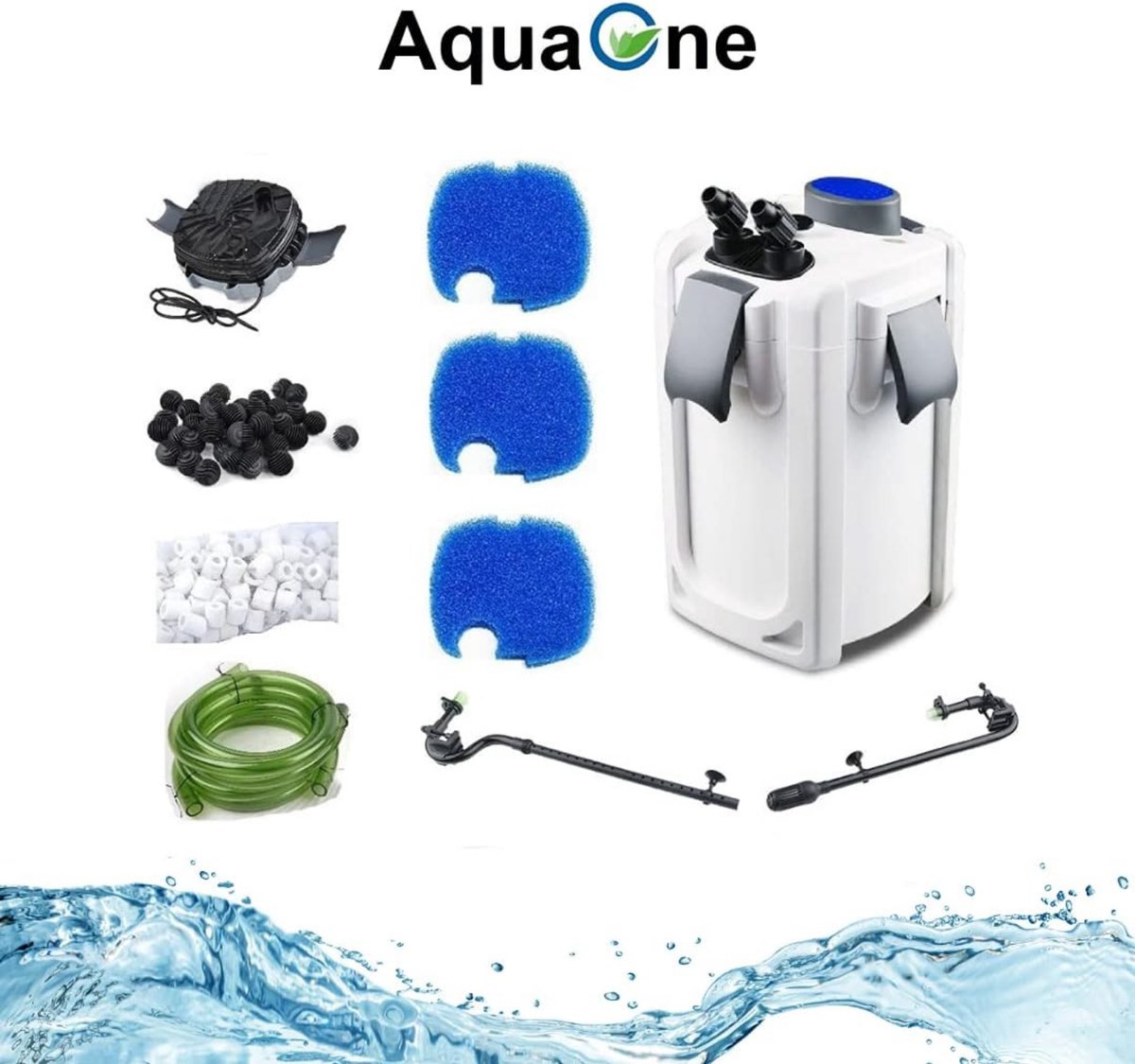 AquaOne Aquarium buitenfilter HW-704A l/u I Hoogwaardige filter voor aquaria tot 1000 liter I Pomp met filtermedia voor zoetwater thumbnail 4