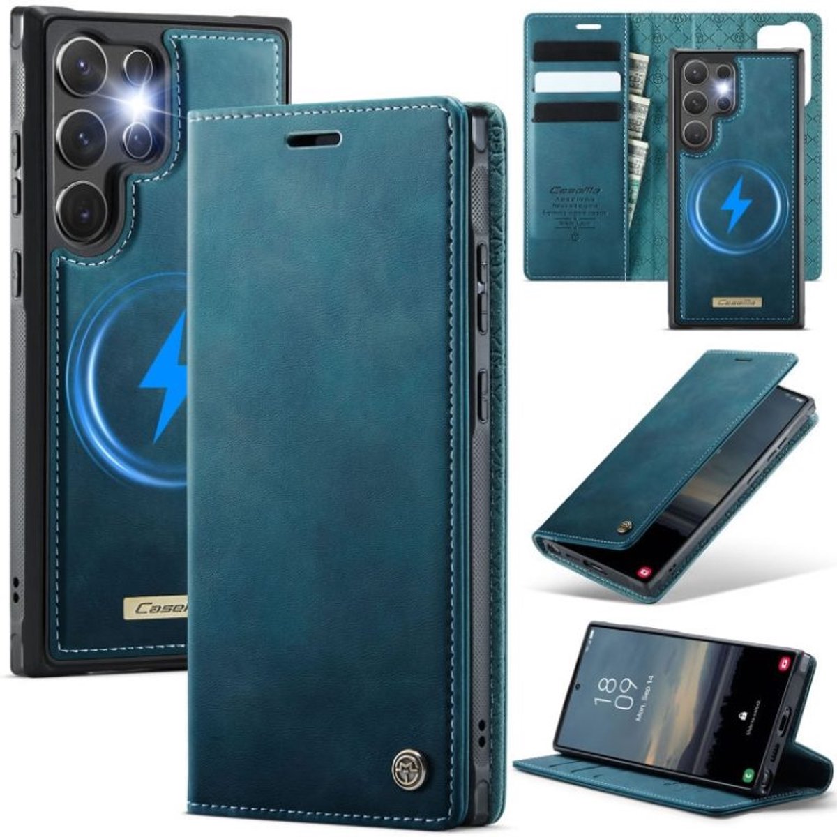 Luxe 2-in-1 Magnetische Afneembare Portemonneehoes + Backcover voor Galaxy S25 Ultra _ Blauw