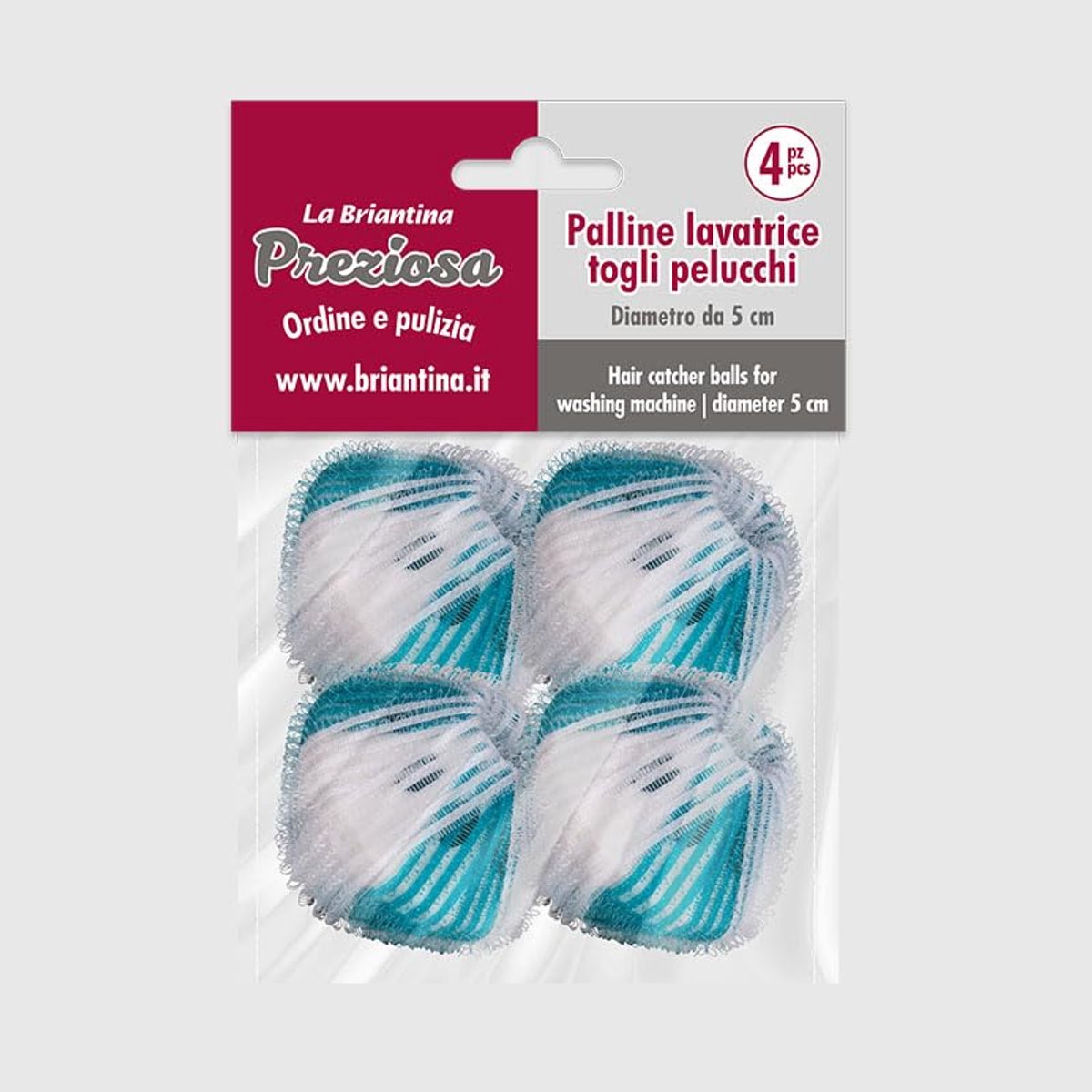 Set van 4 wasmachineballen voor het verwijderen van dierenharen en pluisjes - diameter 5 cm