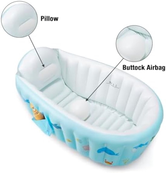 PromoHome Draagbare Opblaasbare Baby Badkuip met Ingebouwde Luchtpomp - Veilig en Comfortabel Babybad voor Pasgeborenen en Peuters - Kleurrijk Design van Merkloos — afbeelding 2