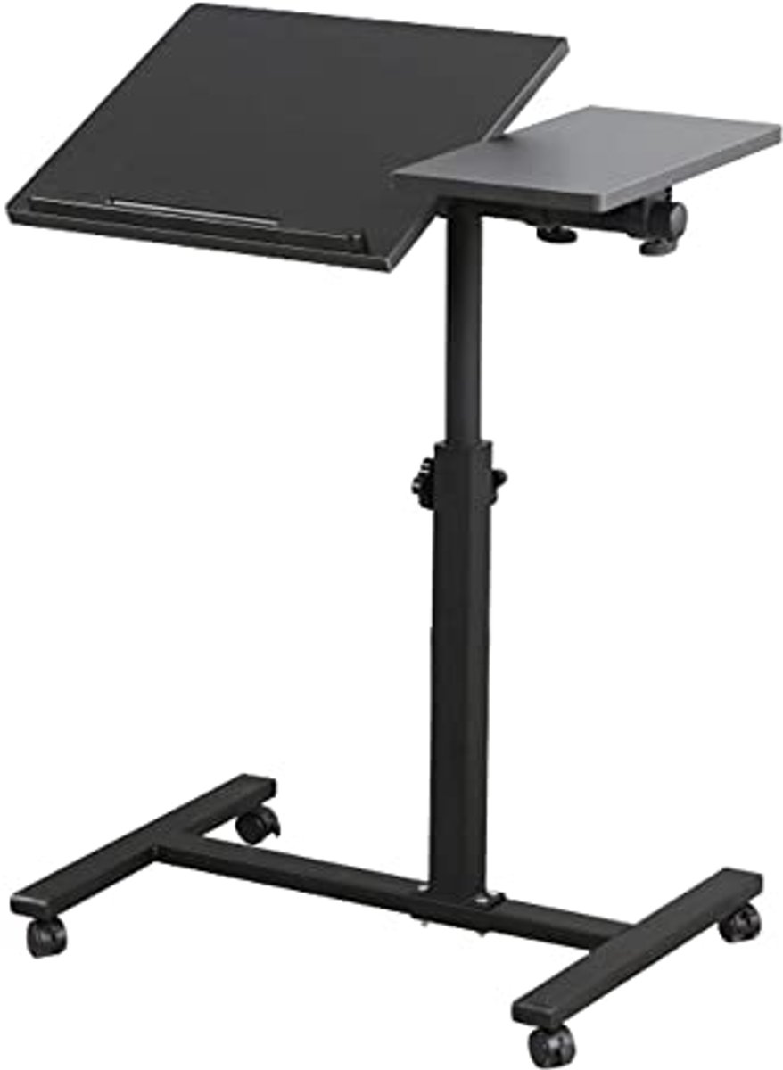 Inklapbaar Laptopbureau met Wielen - Hoogte Verstelbaar Stabureau 60 x 34,5 cm