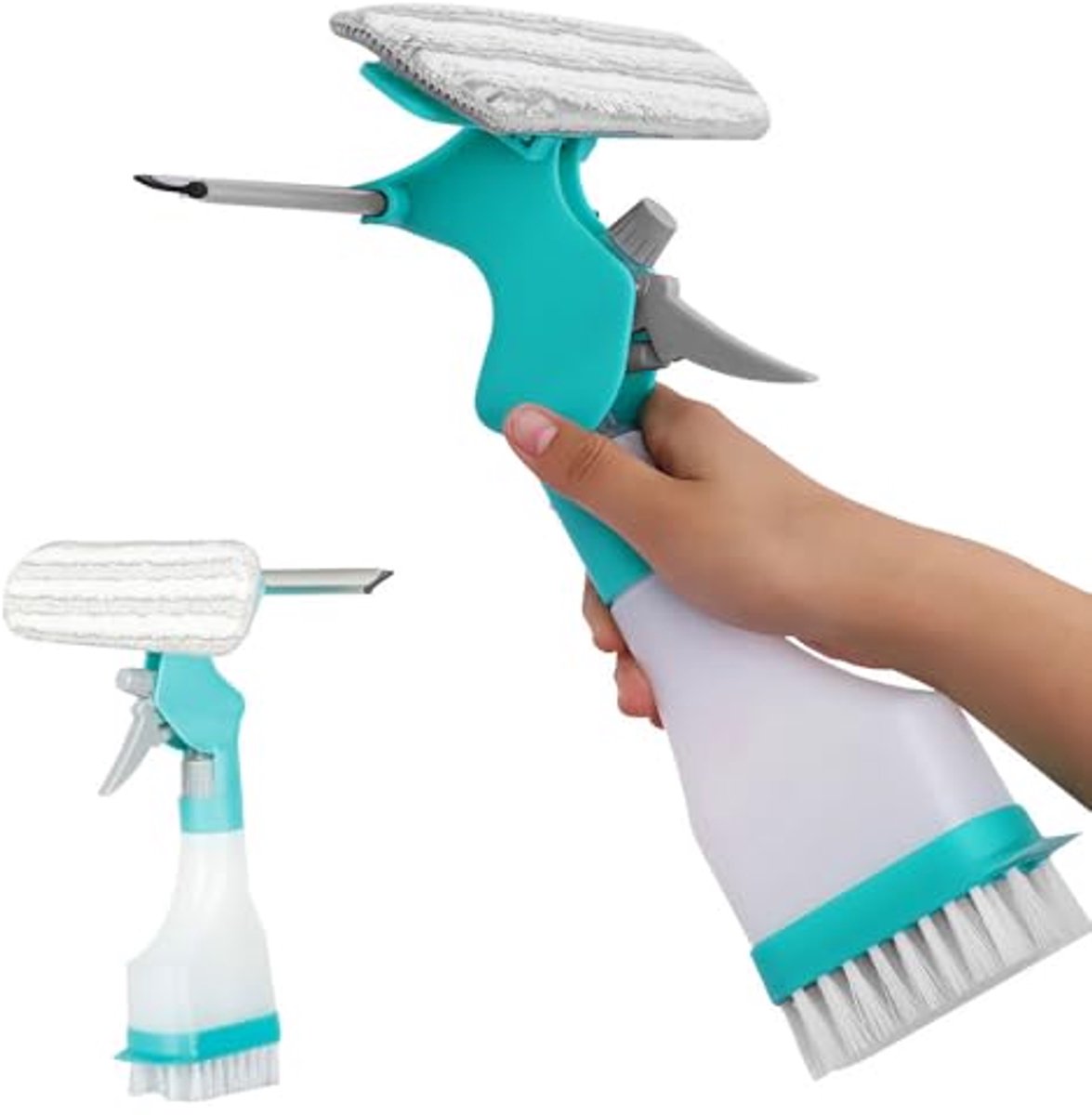 4-in-1 raamreiniger met spuitfunctie en accessoirekit voor glasreiniging thuis en in de auto