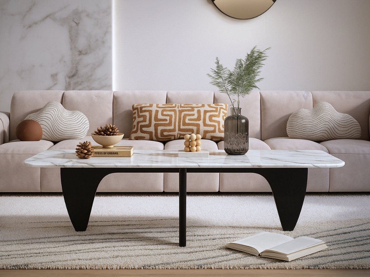 Salontafel Zwart - Hout - Marmer - Coffee table - Koffietafel