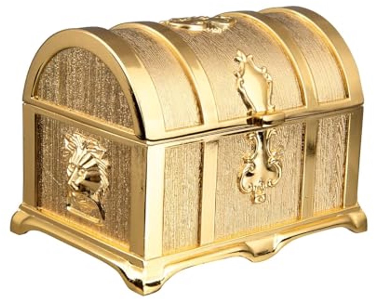 Vintage sieradendoosje 9,9 cm goudkleurig met opbergfunctie voor ringen en oorbellen – Perfect voor Valentijnsdag, Kerstmis en verjaardagen