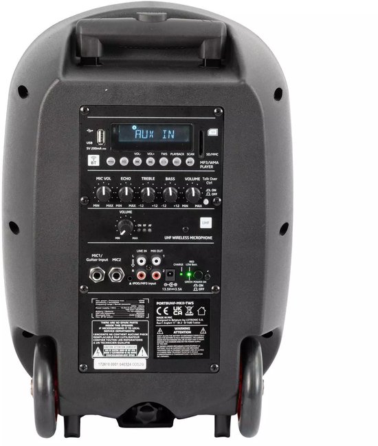 Ibiza PORT8UHF-MKII-TWS - draagbaar geluidssysteem met TWS en UHF-microfoon - 8 inch - Bluetooth - MP3 - artiesten - TWS-stereo van Merkloos — afbeelding 2
