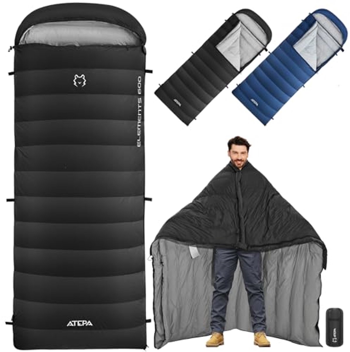 Oversized Donsslaapzak voor 3 Seizoenen - Ultralicht en Warm voor Kamperen en Wandelen