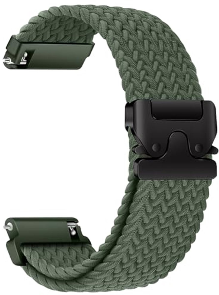 Nylon Gevlochten Horlogeband voor Garmin Venu 3, Venu 2 en Forerunner 265/255/255 Music, Geschikt voor Huawei Watch GT Series (46mm)