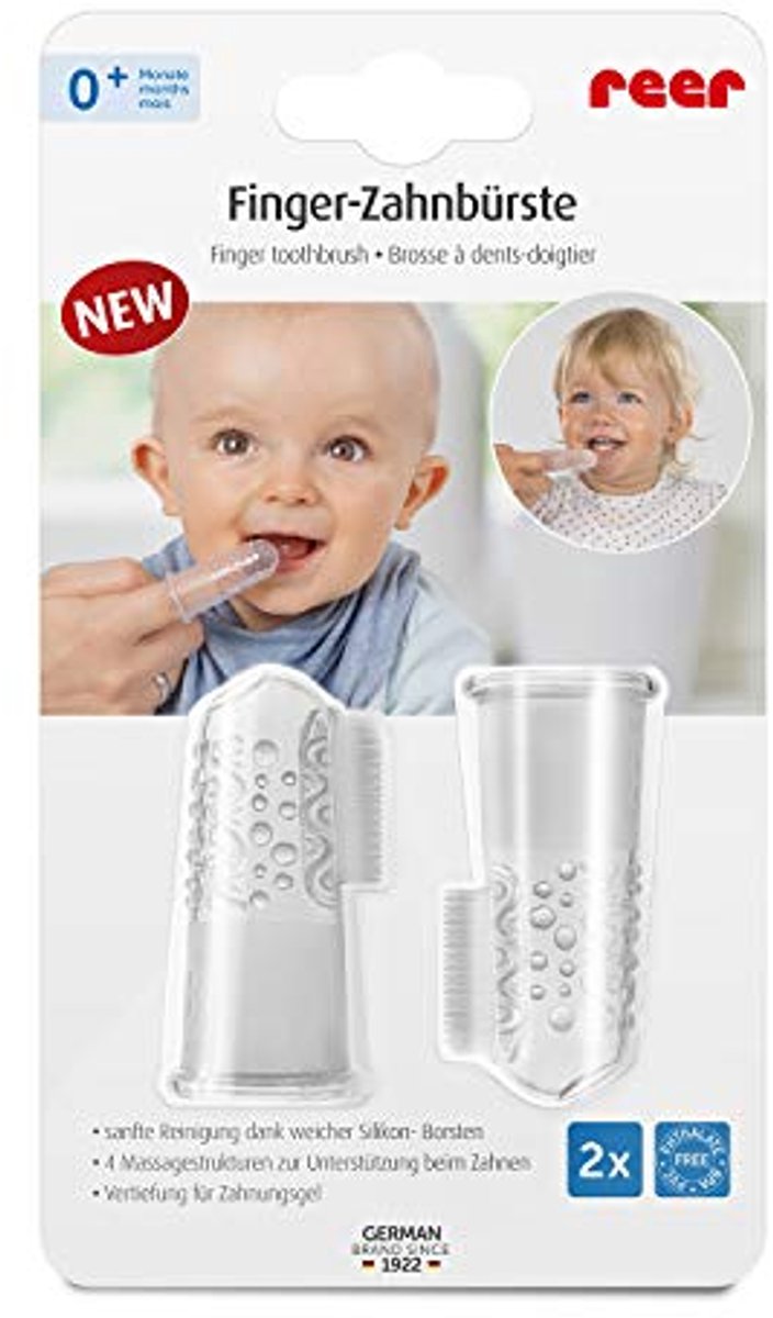 Vingertandenborstel van siliconen - 2 stuks, latexvrij, ideaal voor baby's