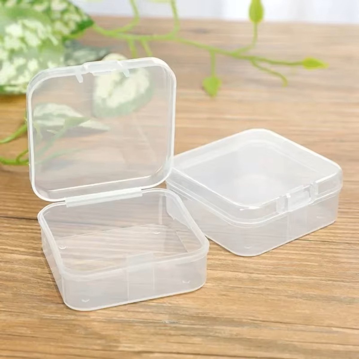 10 x Mini Plastic Opbergdoos – 9.5 x 9.5 x 2.8 cm