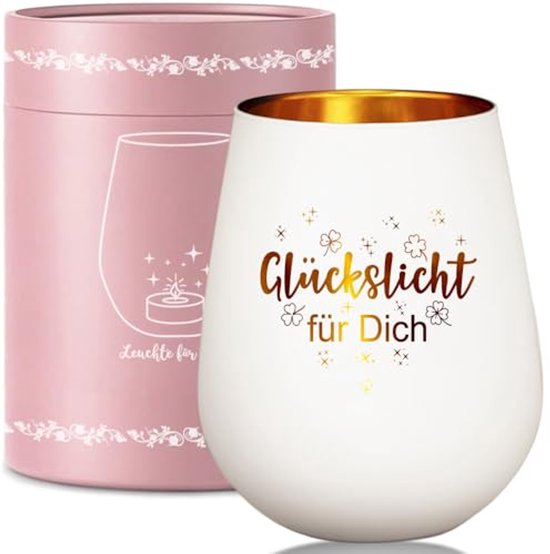 Windlicht Glas Theelichthouder met Gravure - Cadeau voor Vrouwen, Vriendinnen en Collega's - Perfect voor Verjaardagen en Kerstmis