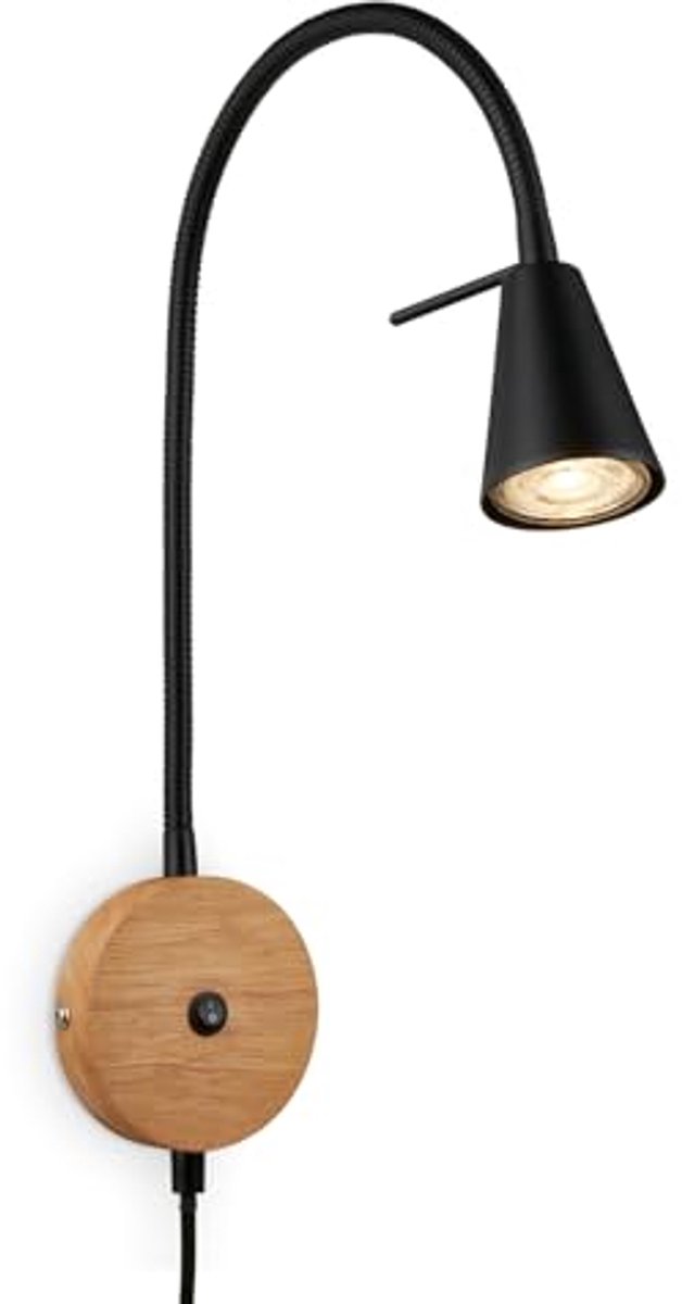 Rotatable LED Wandlamp Met Schakelaar - Zwart-Hout