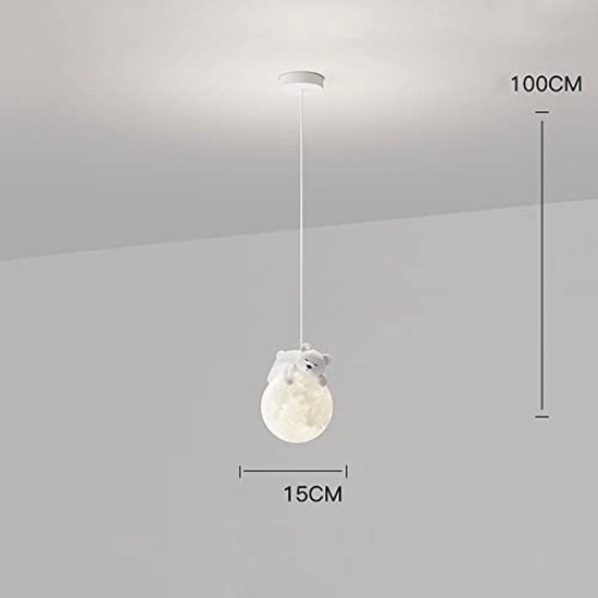 Schattige Hanglamp met 3D Maan Globe en Cartoon Konijn voor Kinderkamer van Merkloos — afbeelding 4
