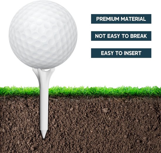 100-Stuks Golf Tee - 8,3 cm groot - Oefentee voor golfers - 4-hoekig, antislip en stabiel ontwerp - Geschikt voor training op de driving range, korte ijzerslagen, nauwkeurige afslagen op par 3 holes en dagelijkse swingoefening voor golfers - Wit van Merkloos — afbeelding 4