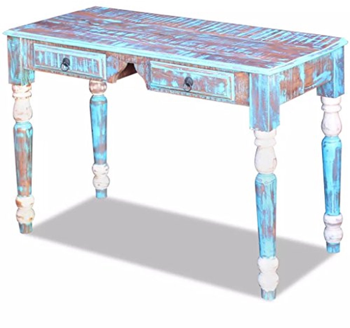 Vintage-stijl Werktafel van Gerecycled Hout met 2 Laden - 110 x 50 x 76 cm