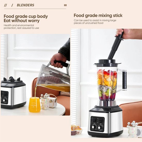 CYRO - Blender - Blender Smoothie - Keukenmachine - Smoothie Maker - 3 in 1 Elektrische blender - 9500W - 0,5L, 1,5L, 3L Capaciteit - 220V - Zwart van Merkloos — afbeelding 5
