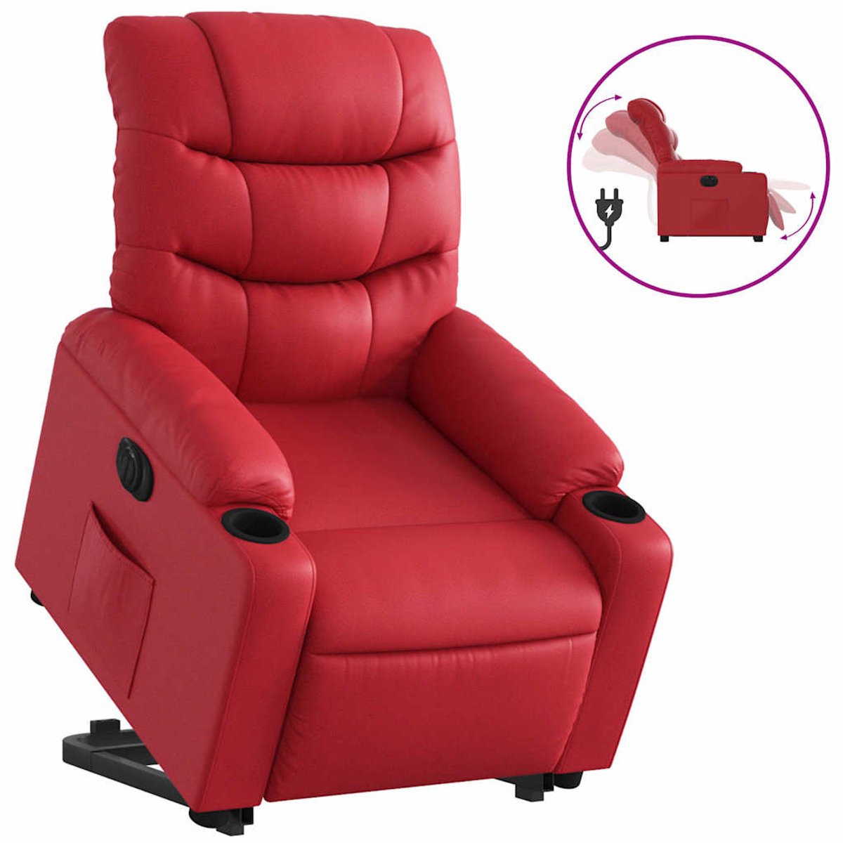 vidaXL Sta-op-stoel - elektrisch - kunstleer - rood