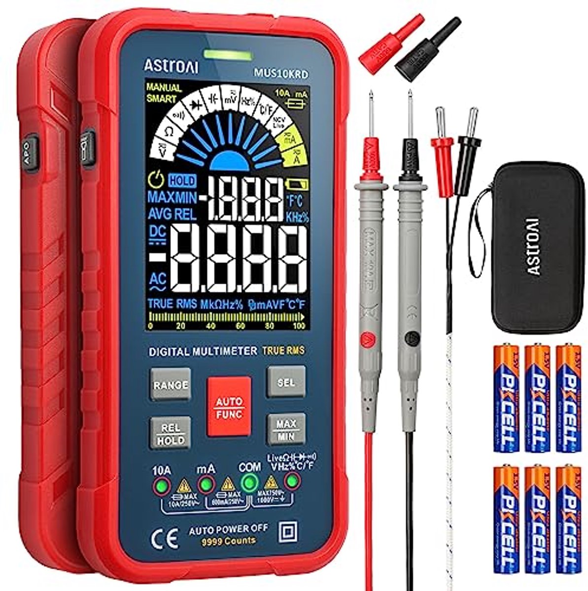 Slimme Multimeter 10000 tellingen voor AC/DC-stroom, spanning, temperatuur en weerstand