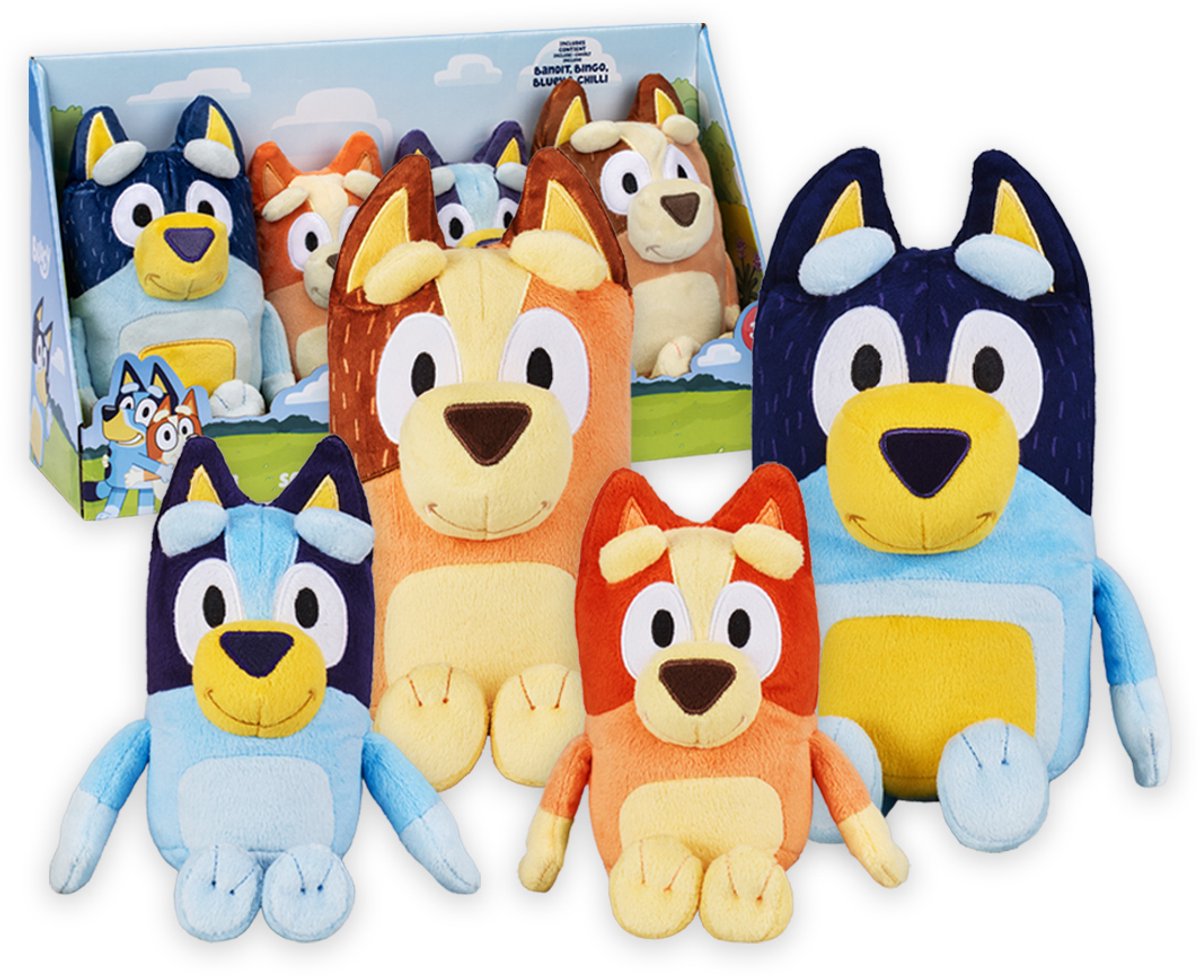 BLUEY - Heeler Familie Knuffelset - Bluey, Bingo, Bandit & Chilli - Pluchen knuffels