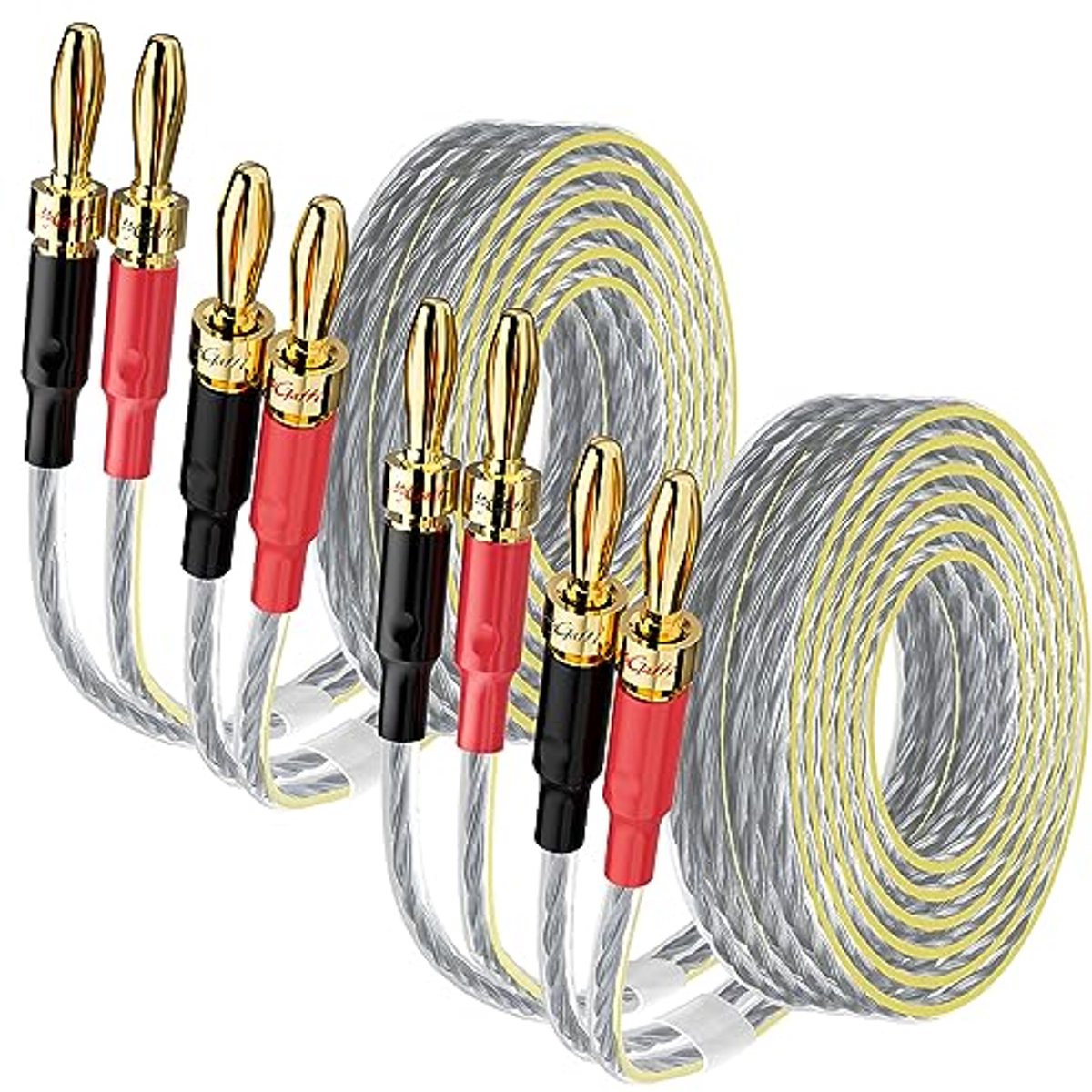 16AWG Luidsprekerdraad met Banaanstekkers - 10 FT, Plat Design, Hoge Geluidskwaliteit