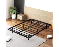 Metalen Bed 140x190 cm - Stevig & Minimalistisch IJzeren Bedframe met Anti-Slip Poten en Grote Opbergruimte - Duurzaam & Roestvrij - Met LED Verlichting - Stopcontacten - USB Poorten - Perfect voor Kinderkamers, Logeerkamers en Kleine Woningen