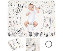 Fotodeken en maandmat voor pasgeboren baby, gepersonaliseerd, 100 x 120 cm