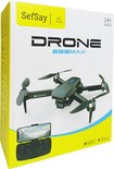 Doos van SefSay drone E88MAX, met afbeelding van de zwarte drone en controller. "DRONE E88MAX"