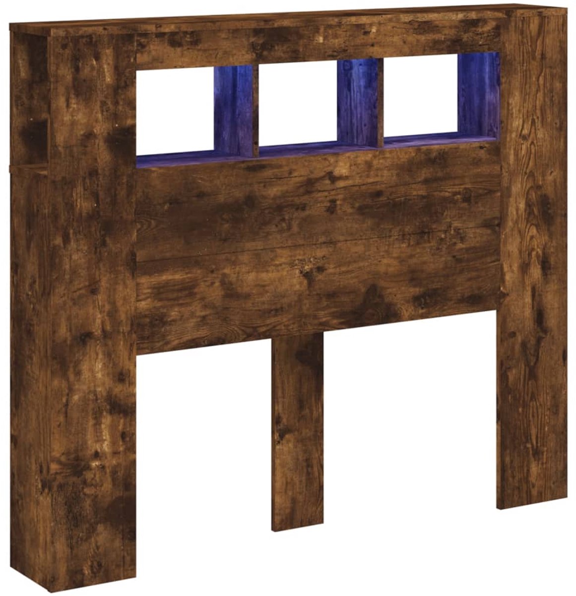 vidaXL - Hoofdeinde - met - LED - 120x18,5x103,5 - cm - bewerkt - hout - gerookt - eiken