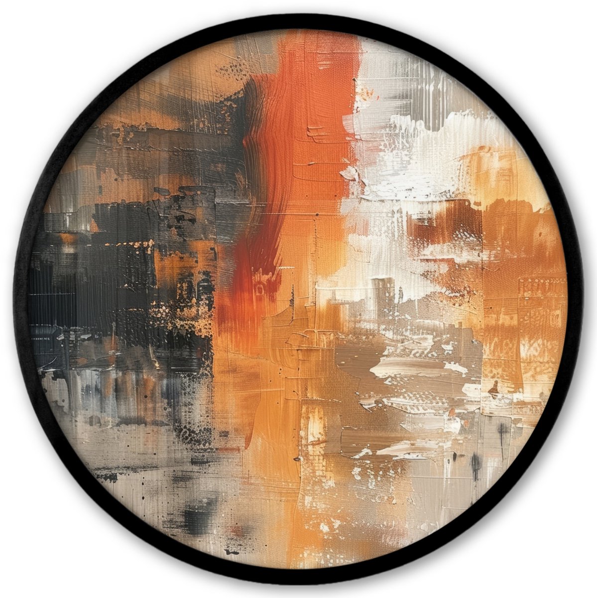 FrameYourWall Poster in lijst Rond - Fotolijst 40x40 cm - Posters - Verf - Patroon - Modern - Kunst - Ronde posterlijst zwart - Decoratie - Wanddecoratie woonkamer - Muurdecoratie slaapkamer