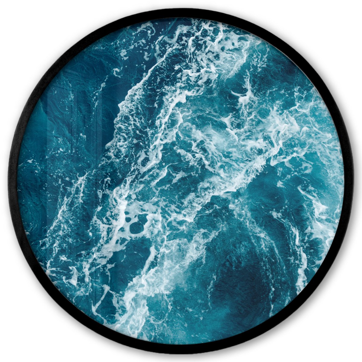 FrameYourWall Poster in lijst Rond - Fotolijst 40x40 cm - Posters - Zee - Water - Golf - Ronde posterlijst zwart - Decoratie - Wanddecoratie woonkamer - Muurdecoratie slaapkamer Multicolor