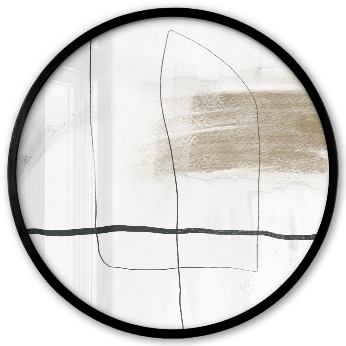 FrameYourWall Poster in lijst Rond - Fotolijst 40x40 cm - Posters - Kunst - Minimalisme - Abstract - Ronde posterlijst zwart - Decoratie - Wanddecoratie woonkamer - Muurdecoratie slaapkamer Multicolor