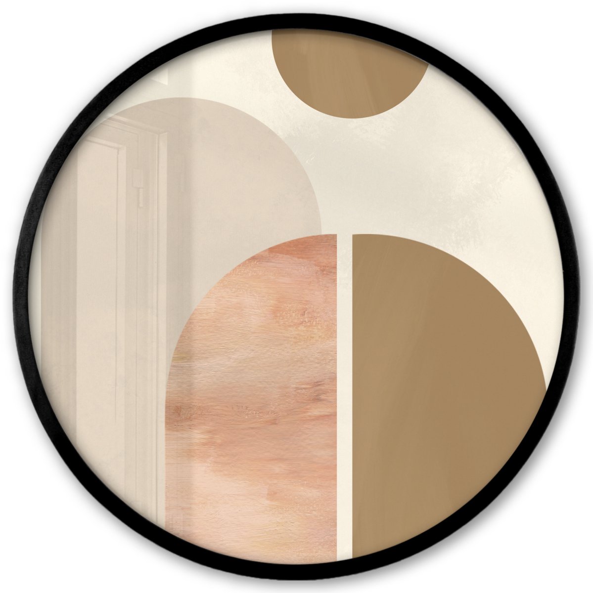 FrameYourWall Poster in lijst Rond - Fotolijst 40x40 cm - Posters - Abstract - Design - Roze - Ronde posterlijst zwart - Decoratie - Wanddecoratie woonkamer - Muurdecoratie slaapkamer Multicolor