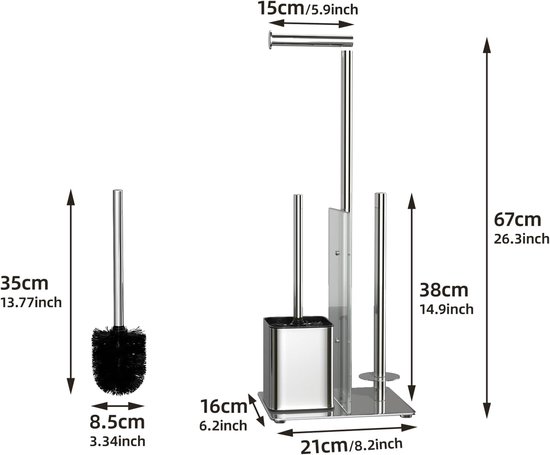VDN Stainless Toiletrolhouder met plankje - WC Rolhouder - Zilver - Zelfklevend | Leen Bakker